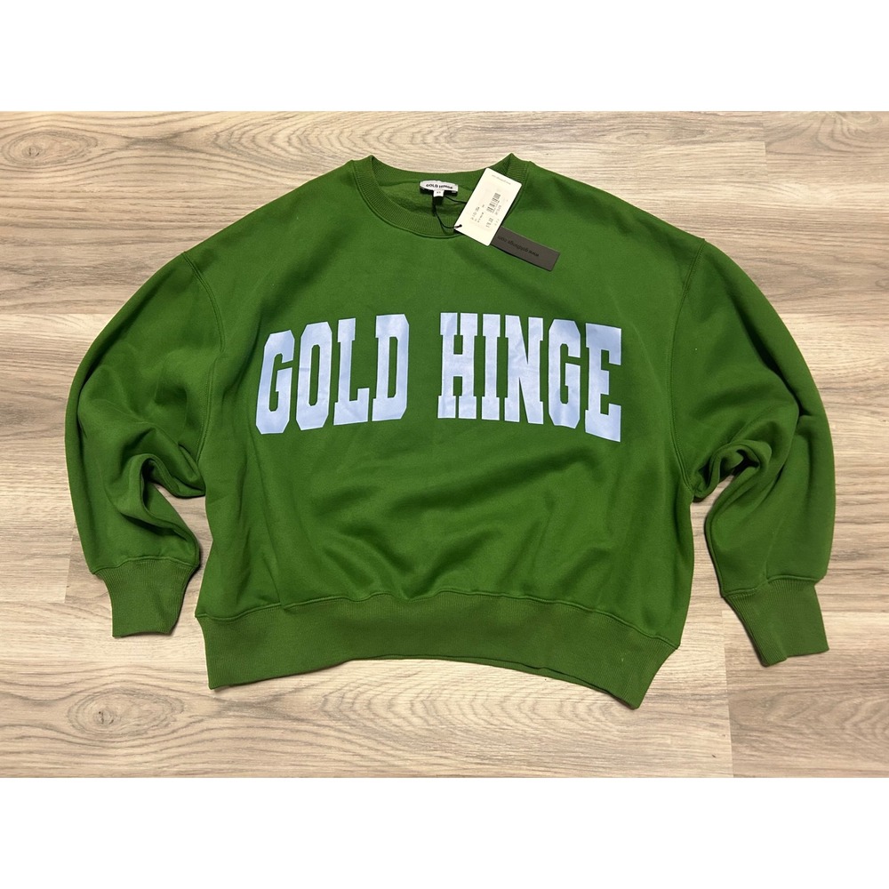 Gold Hinge Womens Logo Cropped Sweatshirt Cotton Blend XS S L Green oversized